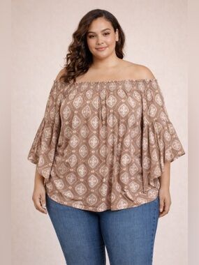 Time And Tru Off The Shoulder Flutter Sleeve Shirt Top Size XXL
